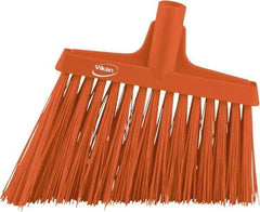 Vikan - 11-3/4" Wide, Orange Polyester Bristles, Angled Broom - Water Resistant - Benchmark Tooling