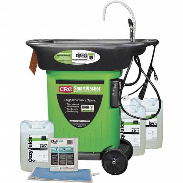 CRC - Free Standing Water-Based Parts Washer - 15 Gal Max Operating Capacity, HDPE Tank, 42" High x 43" Long x 27" Wide, 110 Input Volts - Benchmark Tooling