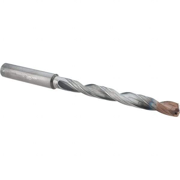 Walter-Titex - 1/4" 140° Solid Carbide Jobber Drill - Double Coating Finish, Right Hand Cut, Spiral Flute, Straight Shank, 106mm OAL, X-treme D Point - Benchmark Tooling