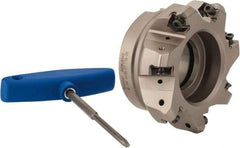 Iscar - 3.398" Cut Diam, 1-1/2" Arbor Hole, 0.138" Max Depth of Cut, 30° Indexable Chamfer & Angle Face Mill - 7 Inserts, H600 WXCU 08 Insert, Right Hand Cut, 7 Flutes, Through Coolant, Series Helido - Benchmark Tooling