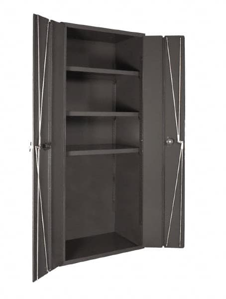 Durham - 3 Shelf Locking Storage Cabinet - Steel, 38" Wide x 26" Deep x 72" High, Gray - Benchmark Tooling