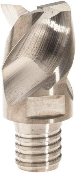 Iscar - MM EA Grade IC08 Carbide End Milling Tip Insert - Uncoated, 3 Flutes, 1" Cutting Diam, 3/4" Depth of Cut, 1.44" Extension, 0.02" Cnr Rad, 40° Helix - Benchmark Tooling