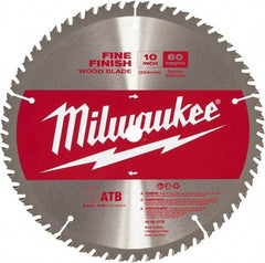 Milwaukee Tool - 10" Diam, 5/8" Arbor Hole Diam, 60 Tooth Wet & Dry Cut Saw Blade - Carbide-Tipped, Crosscut Action, Standard Round Arbor - Benchmark Tooling