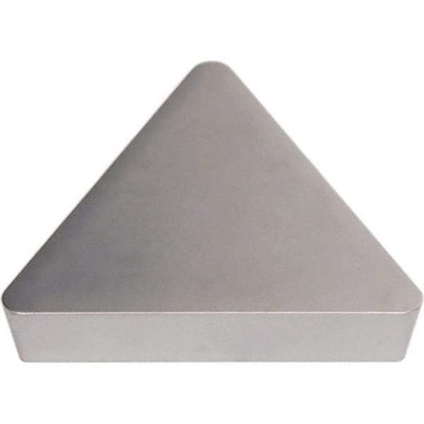 Seco - TPU322 Flat Top Grade TK1501 Carbide Turning Insert - Ti(C/N)/Al2O3/Cr Finish, 60° Triangle, 3/8" Inscr Circle, 1/8" Thick, 1/32" Corner Radius - Benchmark Tooling