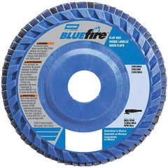 Norton - 80 Grit, 6" Disc Diam, 7/8" Center Hole, Type 27 Zirconia Alumina Flap Disc - 10,200 Max RPM, Cloth Backing, Arbor Attaching System, Coated - Benchmark Tooling