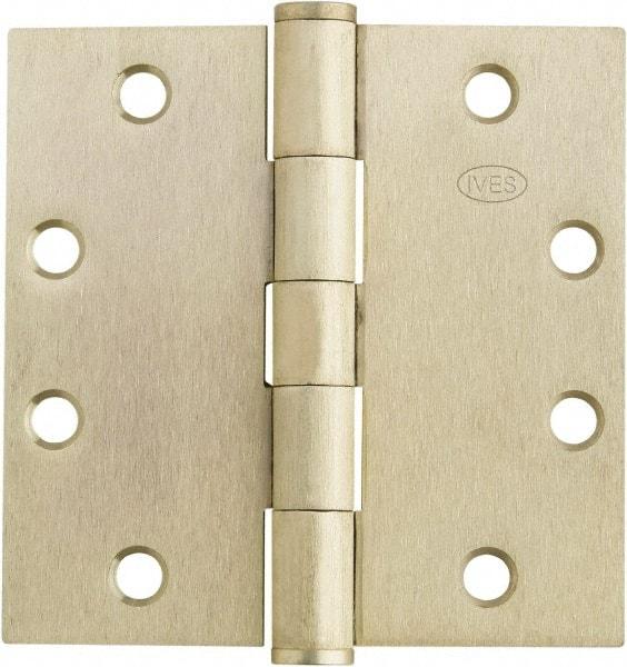 IVES - 4-1/2" Long x 4-1/2" Wide x 1.34" Thick, Stainless Steel Full Mortise Ball Bearing Hinge - Satin Chrome Finish, 5 Knuckles, 8 Holes - Benchmark Tooling
