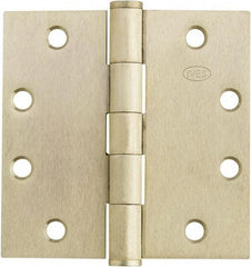 IVES - 4-1/2" Long x 4-1/2" Wide x 1.34" Thick, Stainless Steel Full Mortise Ball Bearing Hinge - Satin Chrome Finish, 5 Knuckles, 8 Holes - Benchmark Tooling