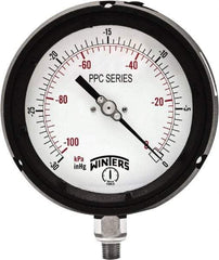 Winters - 4-1/2" Dial, 1/4 Thread, 30-0 Hg VAC Scale Range, Pressure Gauge - Bottom Connection Mount, Accurate to ±0.5% of Scale - Benchmark Tooling