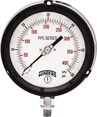 Winters - 4-1/2" Dial, 1/4 Thread, 0-60 Scale Range, Pressure Gauge - Bottom Connection Mount, Accurate to ±0.5% of Scale - Benchmark Tooling