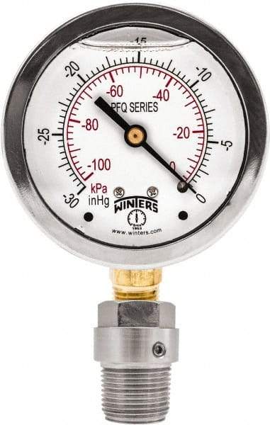 Winters - 2-1/2" Dial, 1/4 Thread, 0-1,000 Scale Range, Pressure Gauge - Bottom Connection Mount, Accurate to 1.5% of Scale - Benchmark Tooling