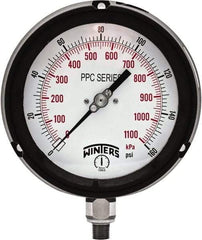 Winters - 4-1/2" Dial, 1/4 Thread, 0-160 Scale Range, Pressure Gauge - Bottom Connection Mount, Accurate to ±0.5% of Scale - Benchmark Tooling