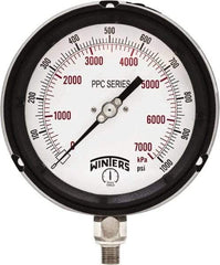 Winters - 4-1/2" Dial, 1/4 Thread, 0-1,000 Scale Range, Pressure Gauge - Bottom Connection Mount, Accurate to ±0.5% of Scale - Benchmark Tooling