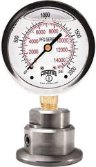 Winters - 2-1/2" Dial, 1/4 Thread, 0-600 Scale Range, Pressure Gauge - Bottom Connection Mount, Accurate to 1.5% of Scale - Benchmark Tooling