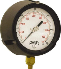 Winters - 4-1/2" Dial, 1/4 Thread, 0-60 Scale Range, Pressure Gauge - Bottom Connection Mount, Accurate to ±0.5% of Scale - Benchmark Tooling