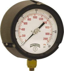 Winters - 4-1/2" Dial, 1/4 Thread, 0-300 Scale Range, Pressure Gauge - Bottom Connection Mount, Accurate to ±0.5% of Scale - Benchmark Tooling