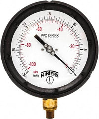 Winters - 4-1/2" Dial, 1/4 Thread, 30" HG Vac Scale Range, Pressure Gauge - Bottom Connection Mount, Accurate to ±0.5% of Scale - Benchmark Tooling