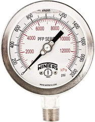 Winters - 4" Dial, 1/4 Thread, 0-2,000 Scale Range, Pressure Gauge - Bottom Connection Mount, Accurate to 0.01% of Scale - Benchmark Tooling