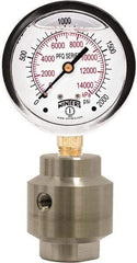 Winters - 2-1/2" Dial, 1/4 Thread, 0-2,000 Scale Range, Pressure Gauge - Bottom Connection Mount, Accurate to 1.5% of Scale - Benchmark Tooling