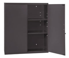 Durham - 2 Shelf Locking Storage Cabinet - Steel, 26-5/8" Wide x 11-7/8" Deep x 30" High, Gray - Benchmark Tooling