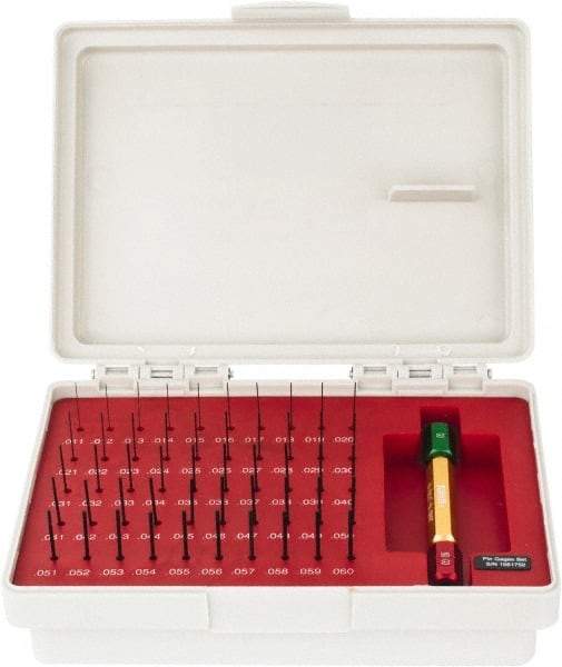 SPI - 50 Piece, 0.011-0.06 Inch Diameter Plug and Pin Gage Set - Minus 0.0002 Inch Tolerance, Class ZZ - Benchmark Tooling