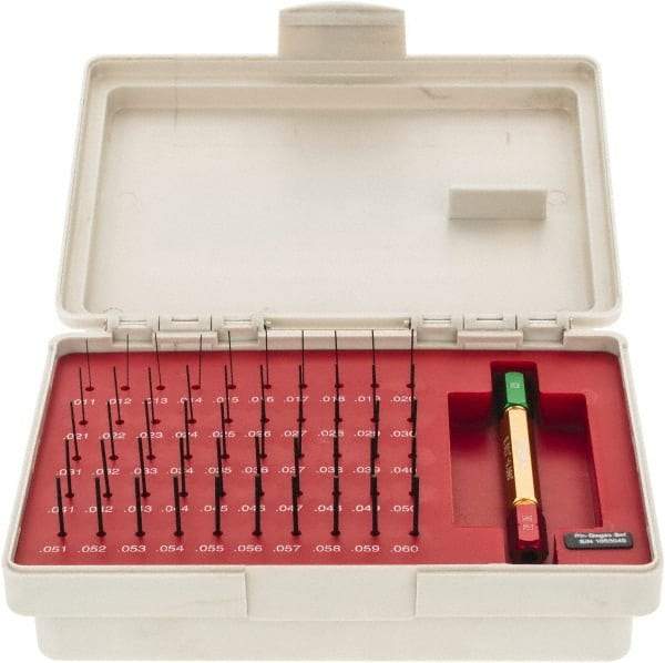 SPI - 50 Piece, 0.011-0.06 Inch Diameter Plug and Pin Gage Set - Plus 0.0002 Inch Tolerance, Class ZZ - Benchmark Tooling