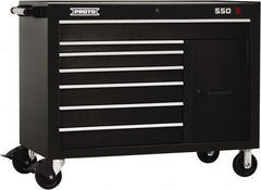 Proto - 18,109 Lb Capacity, 7 Drawer Mobile Workstation - 50" Wide x 25-1/4" Deep x 41" High, Steel, Black - Benchmark Tooling