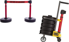 Banner Stakes - 42-5/16" High Plastic Pedestrian Barrier - 15' Long Rope - Benchmark Tooling