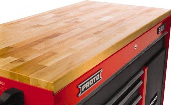 Proto - Tool Box Solid Maple with Laminated Edge Hardwood Worktop - 66-9/16" Wide x 25" Deep x 1-1/2" High, Brown, For Proto Workstations - Benchmark Tooling