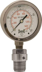 Winters - 2-1/2" Dial, 1/4 Thread, 0-100 Scale Range, Pressure Gauge - Bottom Connection Mount, Accurate to 1.5% of Scale - Benchmark Tooling