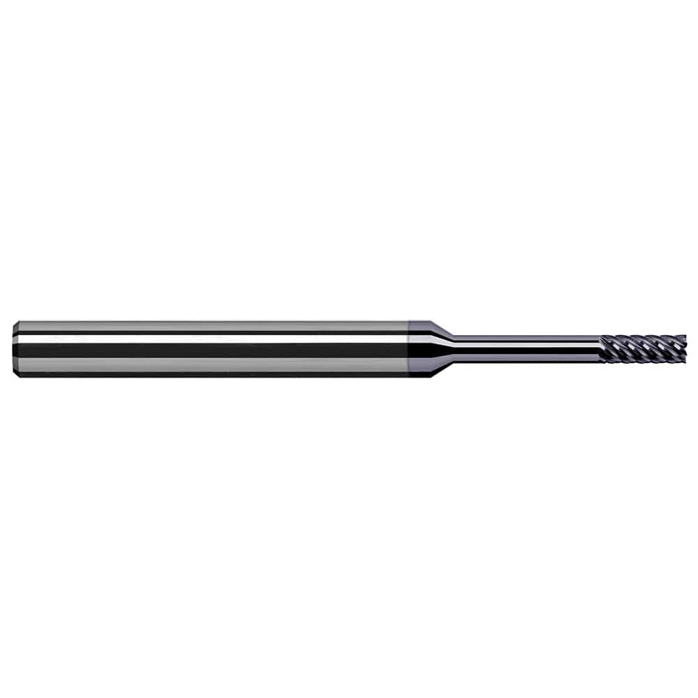 Square End Mill: 3/64'' Dia, 0.15'' LOC, 1/8'' Shank Dia, 2-1/2'' OAL, 7 Flutes, Solid Carbide Single End, AlTiN Finish, 41 ° Variable Helix, RH Cut, RH Flute