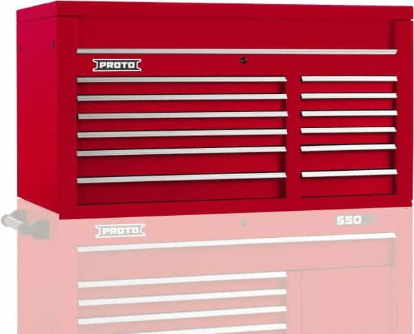 Proto - 12 Drawer Top Tool Chest - 50" Wide x 25-1/4" Deep x 27" High, Steel, Red - Benchmark Tooling