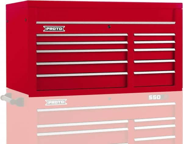 Proto - 10 Drawer Top Tool Chest - 50" Wide x 25-1/4" Deep x 27" High, Steel, Red - Benchmark Tooling