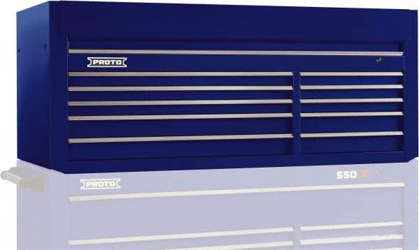 Proto - 10 Drawer Top Tool Chest - 66" Wide x 27" Deep x 27" High, Steel, Blue - Benchmark Tooling