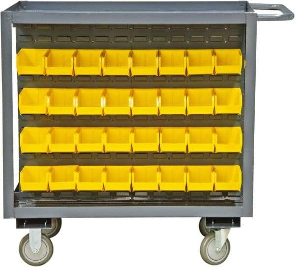 Durham - 1,200 Lb Capacity, 24" Wide x 36" Long x 36-1/8" High Service Cart - 2 Shelf, Steel, 2 Rigid/2 Swivel Casters - Benchmark Tooling