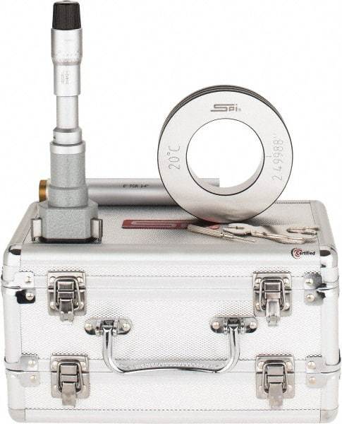 SPI - 2.5 to 3", 4.49" Gage Depth, Mechanical Inside Hole Micrometer - 0.0002" Graduation, 0.0002" Accuracy, Ratchet Stop Thimble - Benchmark Tooling