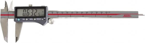 SPI - 0 to 8" Range 0.0005" Resolution, IP54 Electronic Caliper - Stainless Steel with 2" Stainless Steel Jaws, 0.001" Accuracy, Wireless Output - Benchmark Tooling