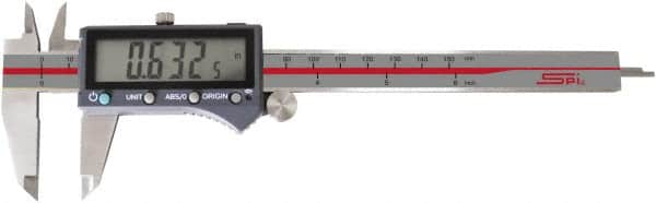 SPI - 0 to 6" Range 0.0005" Resolution, IP54 Electronic Caliper - Stainless Steel with 1-1/2" Stainless Steel Jaws, 0.001" Accuracy, Wireless Output - Benchmark Tooling