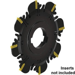 Kennametal - Arbor Connection, 0.047" Cutting Width, 3/8" Depth of Cut, 4" Cutter Diam, 1" Hole DIam, 11 Tooth Indexable Slotting Cutter - 1" Shank Diam, FDA Toolholder, XCP12... Insert, Neutral Cutting Direction - Benchmark Tooling
