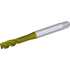 Kennametal - #10-24 3 Flute 2B Plug Spiral Flute Tap - Cobalt, TiN Finish, 56mm OAL, Right Hand Flute, Right Hand Thread - Exact Industrial Supply