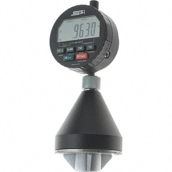 SPI - 1 to 2", 0 to 90° Included Angle, Digital Chamfer Gage - Hardened Tool Steel (Plunger), 3 Blade Plunger, 0.0001" Accuracy, 0.0001" Graduation - Benchmark Tooling