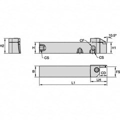 Kennametal - External Thread, 26mm Max Cut of Depth, 6mm Min Groove Width, 150mm OAL, Right Hand Indexable Grooving Cutoff Toolholder - 25mm Shank Height x 25mm Shank Width, EG0600M06P04 Insert Style, EVSB Toolholder Style, Series Beyond Evolution - Benchmark Tooling