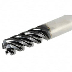Iscar - 8mm Diam, Variable Pitch, 16mm LOC, 4 Flute Solid Carbide 1.4mm Corner Radius Roughing End Mill - TiAlN Finish, 63mm OAL, 8mm Shank Diam, Single End, 38° Helix - Benchmark Tooling