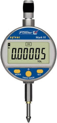 Fowler - 0 to 50mm Range, 0.00005" Graduation, Electronic Drop Indicator - Center Lug Back, Accurate to 0.00019", Inch & Metric System, LCD Display - Benchmark Tooling