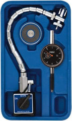 Fowler - 0.001" Graduation, 1" Max Meas, 0-100 Dial Reading, Dial Indicator & Base Kit - 2-1/2" Base Length x 2-1/8" Base Width x 2" Base Height, 2-1/4" Dial Diam - Benchmark Tooling