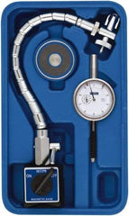 Fowler - 0.001" Graduation, 1" Max Meas, 0-100 Dial Reading, Dial Indicator & Base Kit - 2-1/2" Base Length x 2-1/8" Base Width x 2" Base Height, 2-1/4" Dial Diam - Benchmark Tooling