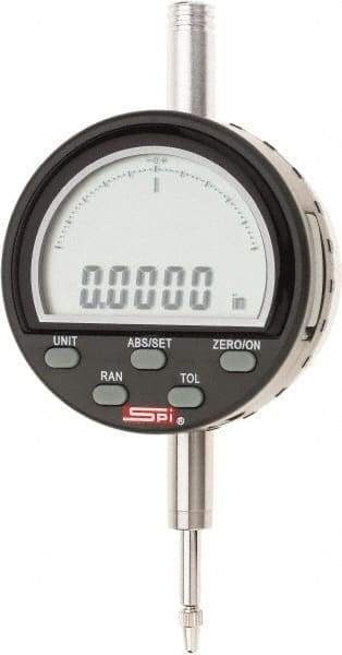 SPI - 0 to 1/2" Range, 0.0001" Graduation, Electronic Drop Indicator - Flat & Lug Back, Accurate to 0.0003", Inch & Metric System, Digital Display - Benchmark Tooling