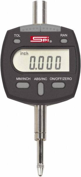 SPI - 0 to 2" Range, 0.00005" Graduation, Electronic Drop Indicator - Flat & Lug Back, Accurate to 0.00025", Inch & Metric System, Digital Display - Benchmark Tooling