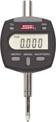 SPI - 0 to 1/2" Range, 0.00005" Graduation, Electronic Drop Indicator - Flat & Lug Back, Accurate to 0.00016", Inch & Metric System, Digital Display - Benchmark Tooling