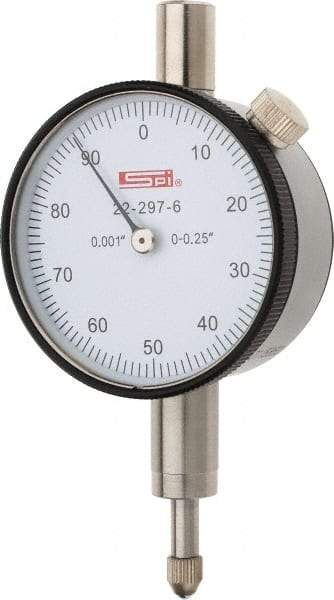 SPI - 1/4" Range, 0-100 Dial Reading, 0.001" Graduation Dial Drop Indicator - 1.61" Dial, 0.1" Range per Revolution, 0.001" Accuracy, Includes NIST Traceability Certification - Benchmark Tooling