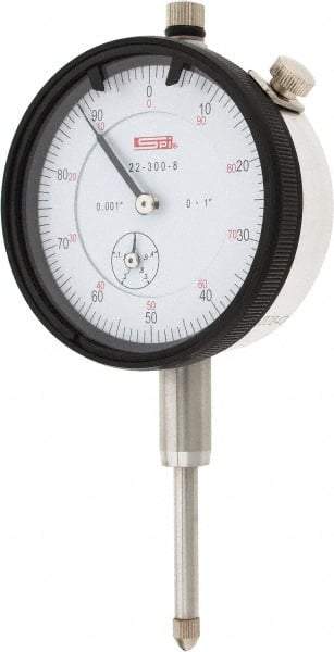 SPI - 1" Range, 0-100 Dial Reading, 0.001" Graduation Dial Drop Indicator - 2.2" Dial, 0.1" Range per Revolution, 0.002" Accuracy, Revolution Counter, Includes NIST Traceability Certification - Benchmark Tooling